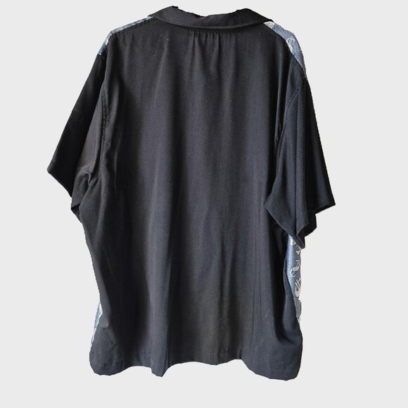 Casino Wear Black Short Sleeve Shirt w/ Blue/Silver Metallic $$ Panels XXL - Picture 4 of 4
